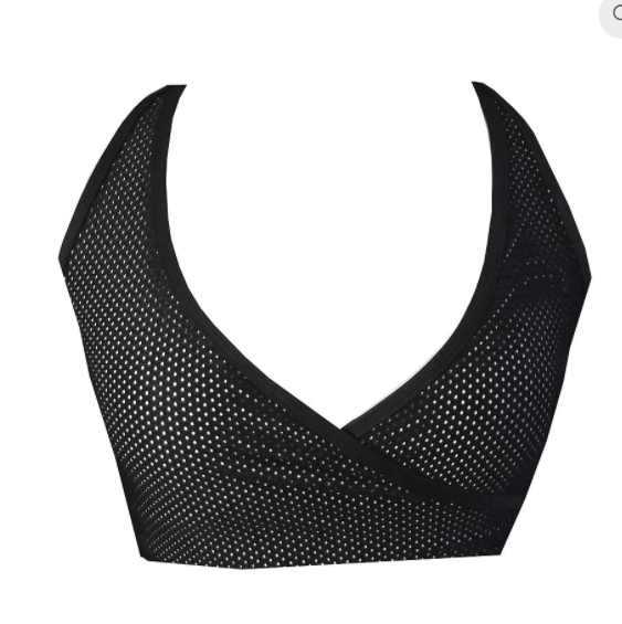 V Neck Wrap Power Mesh Lace up back crop top - Be Activewear