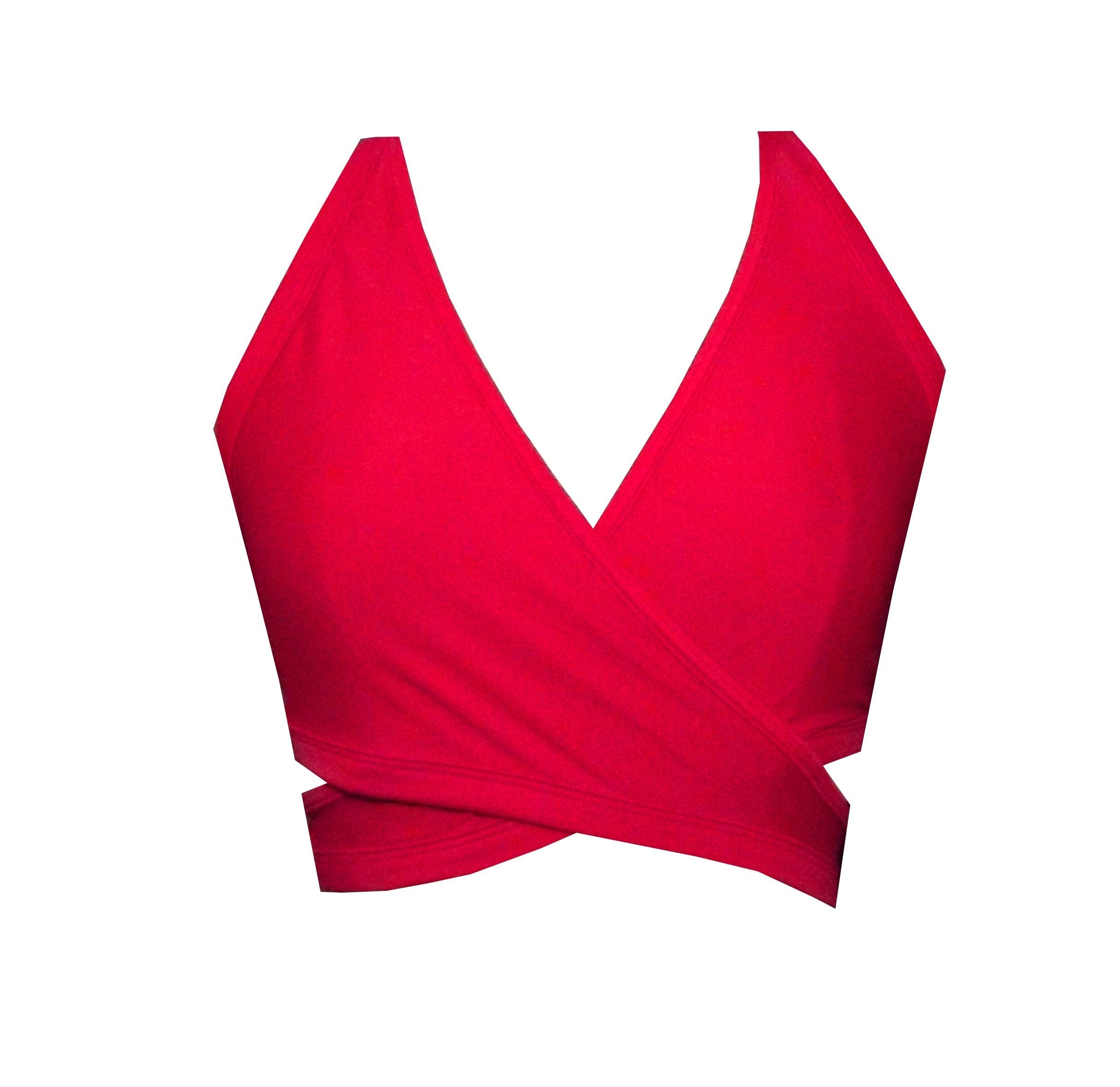Red Cross Over Wrap Sports Crop Top - Be Activewear
