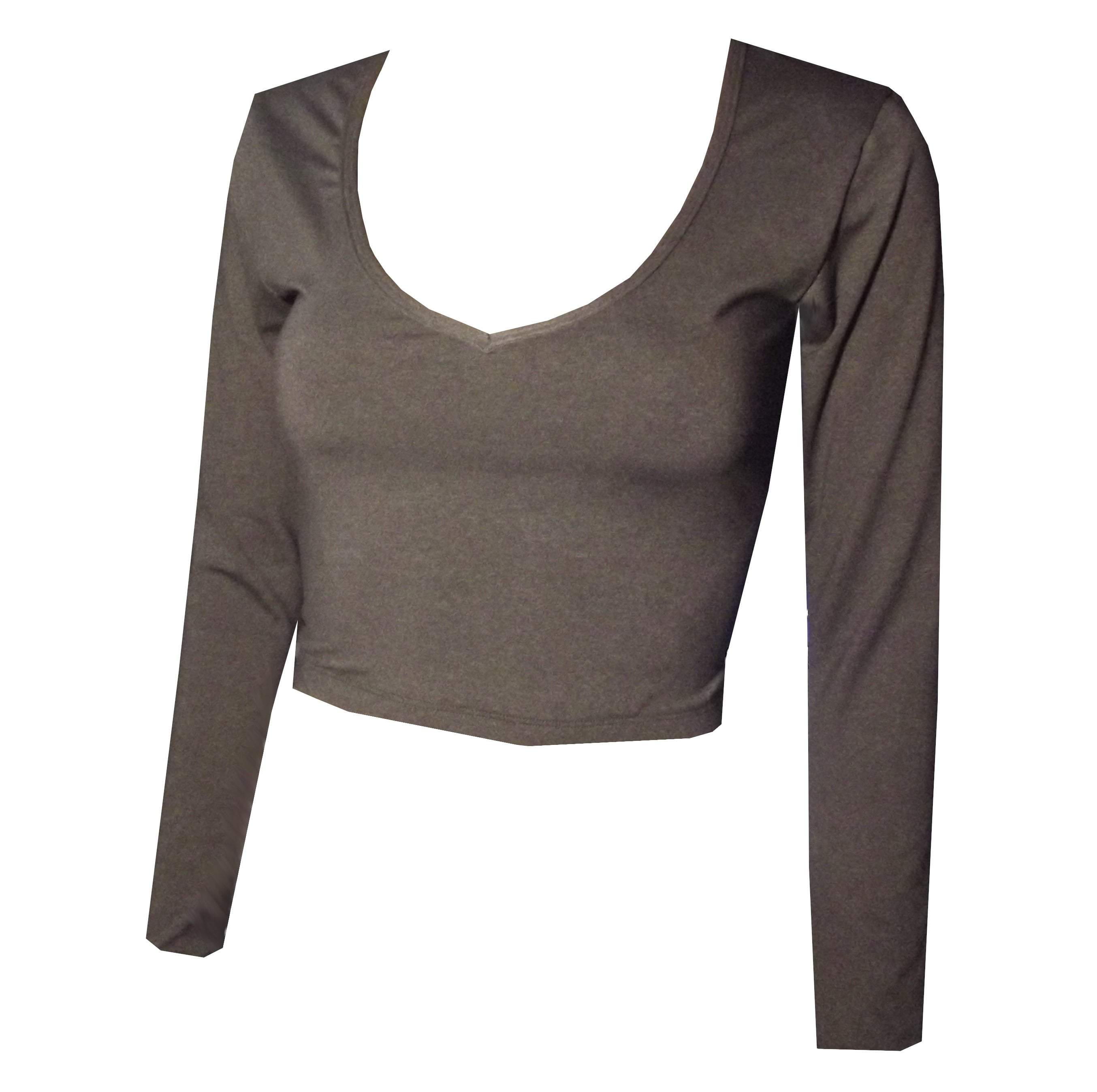 Rhapso Designs Long Sleeve Top Long Sleeve Crop Top in Grey TP04