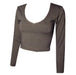 Rhapso Designs Long Sleeve Top Long Sleeve Crop Top in Grey TP04