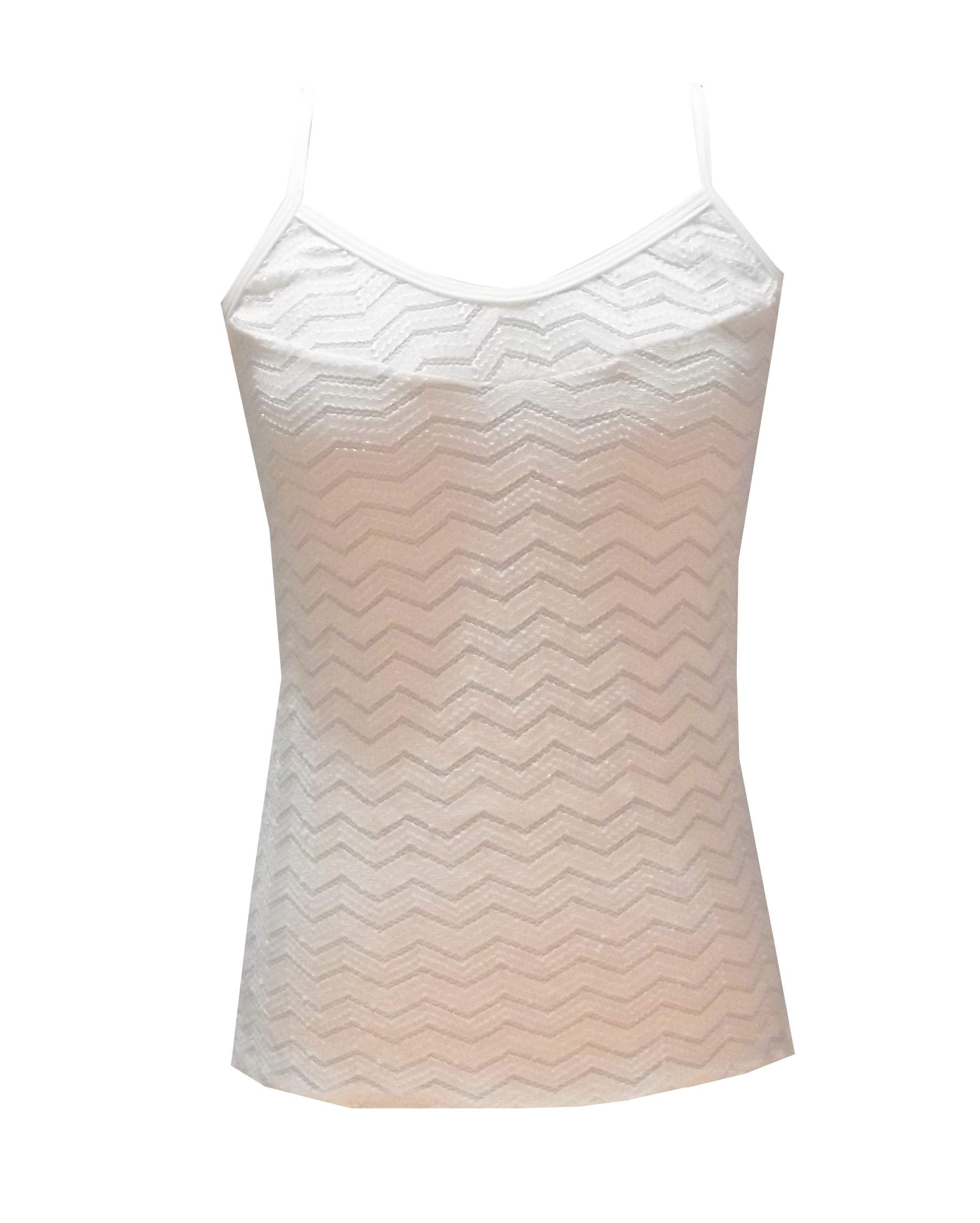 White Singlet Top in stretchy zig zag lace | Rhapso Designs | Be