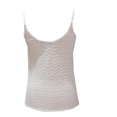 Rhapso Designs Tanks White Singlet Top in stretchy zig zag lace