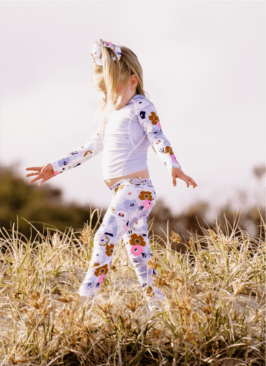 Two Daisies Leggings Girls Padded Long Cycling Tights - Classic Floral