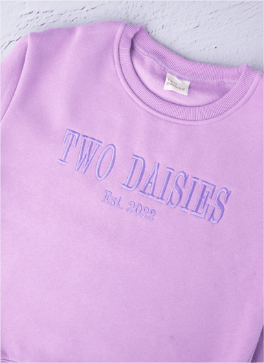 Two Daisies Sweater Embroidery Sweater Purple