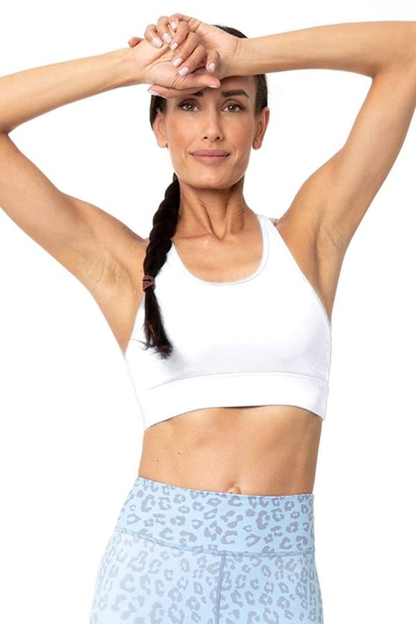 Vie Active Crop Tops Tally Bra – White