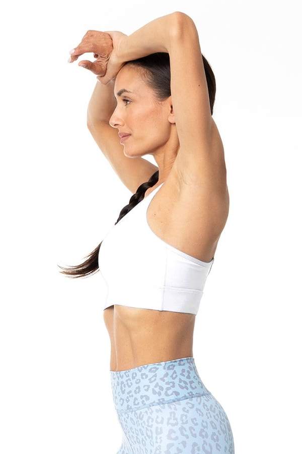 Vie Active Crop Tops Tally Bra – White